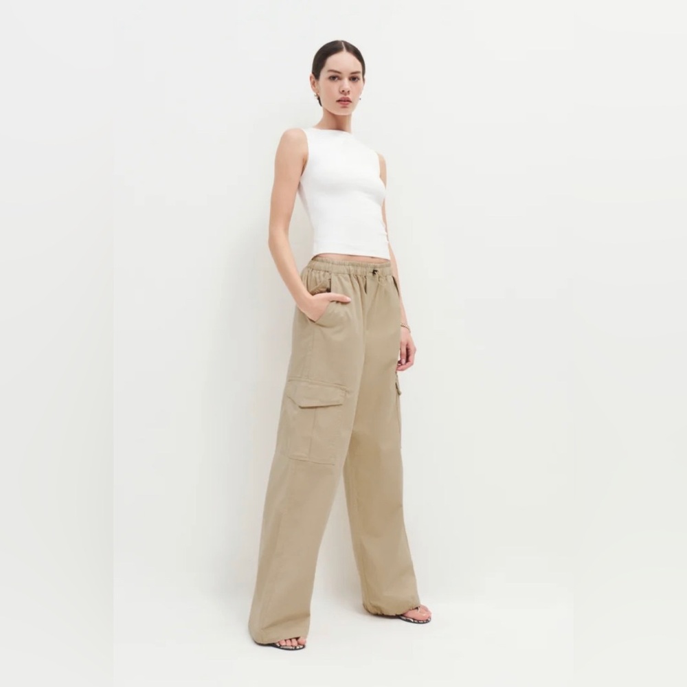 Reformation Akio Tan Wide Leg Pants